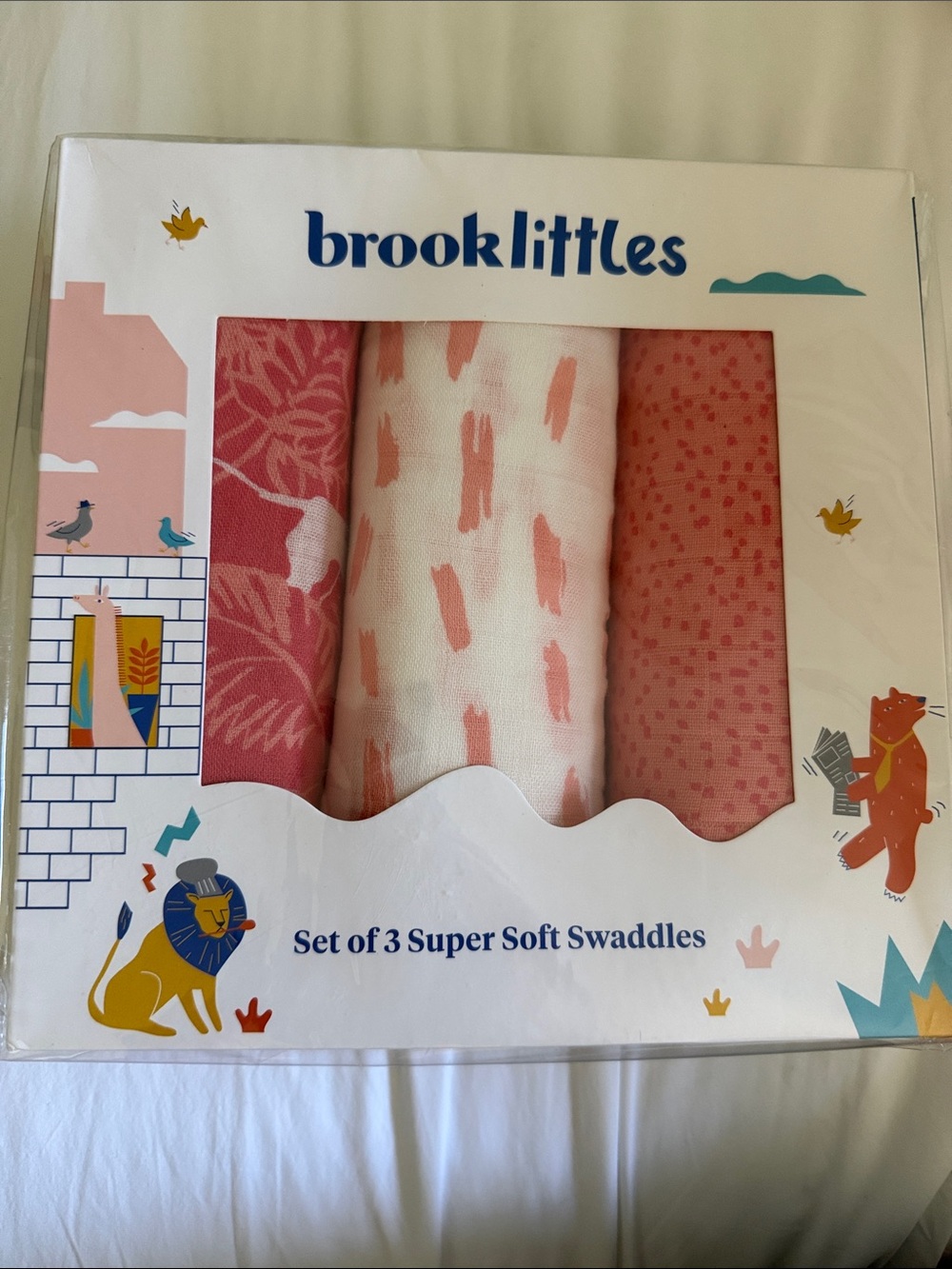 Brooklittles set of 3 Baby Swaddle Set - Pink